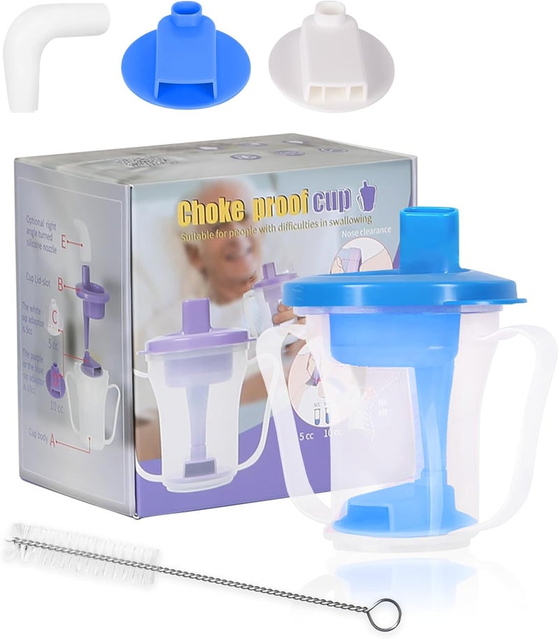 Ehucon Dysphagia Regulating Drinking Cup, Prevent Choking for Dysphagia/Dementia/Elderly,Dispenses 5~10cc or 10~15cc of Liquid Each time,Spill-Proof (Blue-Pack of 1 Count) - Image 1